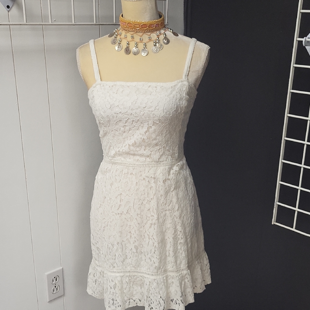 Hollister Casual White Lace Dress, Medium